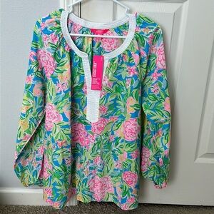 Lilly Pulitzer Multi Groove Gardens The Islands Tunic Tops Size XL NWT